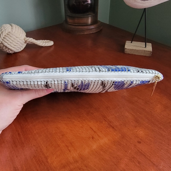 Felix Rey New York Metal Mesh Evening Clutch Purse White Blue Black - Picture 4 of 9